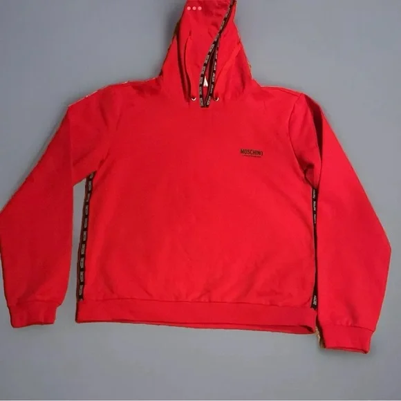 Mens Moschino Hoodie Red XL